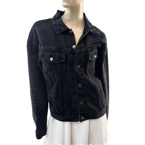 Forever 21 - Distressed Black Denim Jacket- M